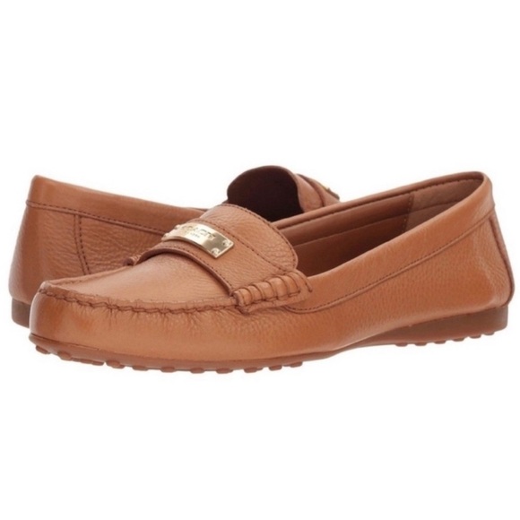 COACH FREDRICA Size 8B Loafers Pebbled Leather Tan Moccasins Slip On Flats - Picture 1 of 9